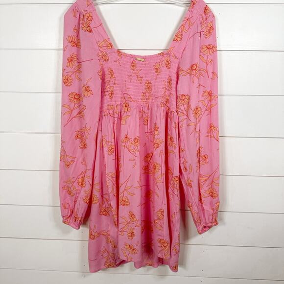 Billabong Crush On You Pink Floral Crinkle Mini Dress EUC Small - Picture 9 of 12